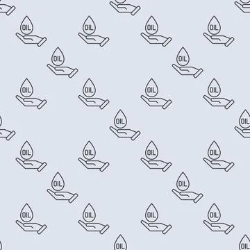 Oil drop on Hand vector linear seamless pattern Stock Illustration
