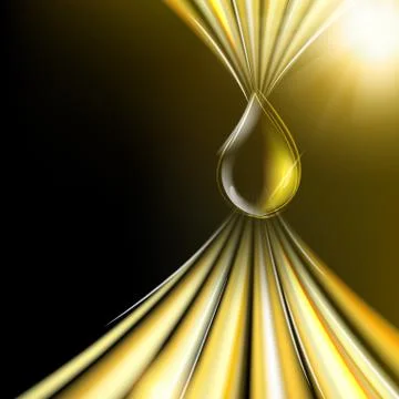 Oil drop over black surface. Ilustração Stock