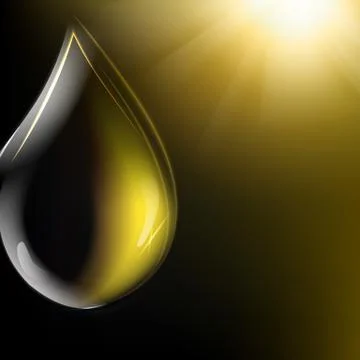 Oil drop over black surface. Ilustração Stock