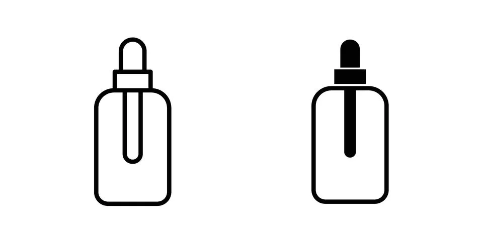 Oil dropper bottle icon vector concepts, line and silhouette style Stock Illustration