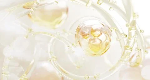 Oil drops texture with bubbles, waves and splashes. Gold liquid cosmetic skin Illustrazione stock