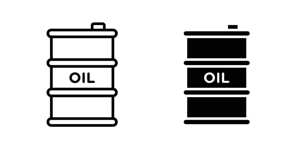 Oil drum container icon vector concepts, line and silhouette style Illustrazione stock