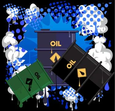 Oil drum containers graffiti with speech bubble. Abstract modern Messaging .. Stock Illustration