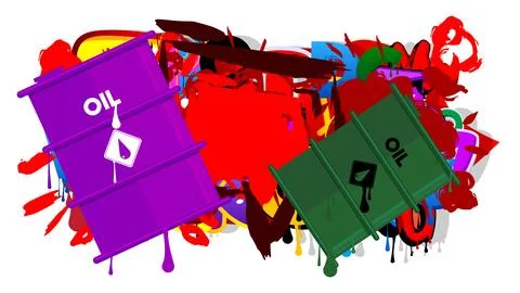 Oil drum containers graffiti with speech bubble. Abstract modern Messaging .. Stock Illustration