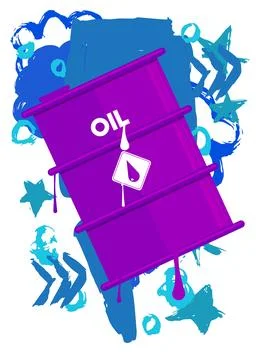 Oil drum containers graffiti with speech bubble. Abstract modern Messaging .. Stock Illustration