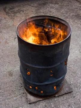 Oil drum fire Stock Photos