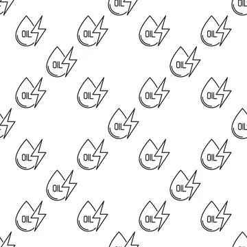 Oil Energy vector seamless pattern in thin line style Stock Illustration