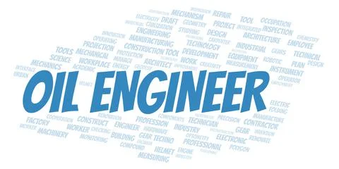 Oil Engineer typography word cloud create with the text only Stock Illustration