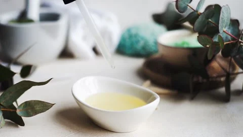 Oil from eucalyptus plant Stock Footage 146408989