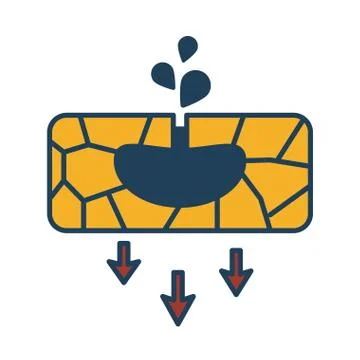 Oil extraction ground with arrows down fill style icon Stock Illustration