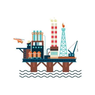 Oil Factory Platform. Vector Illustartion Illustrazione stock