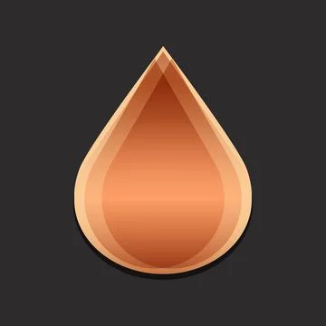 Oil falling drop logo in bronze color on black background. Spa oil icon of be Illustrazione stock