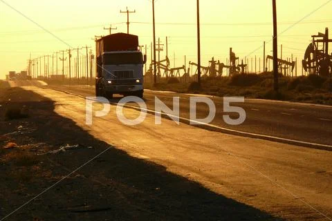 Oil field highway Stock Photos
