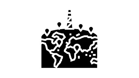 Oil field mapping petroleum engineer glyph icon animation Stock Footage 326155175
