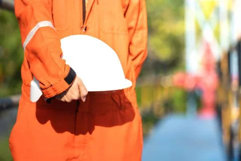 Oil field operator is ready to work - Industrail concept photo. Stock Photos