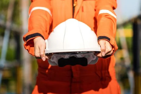 Oil field operator is ready to work - Industrail concept photo. Stock Photos