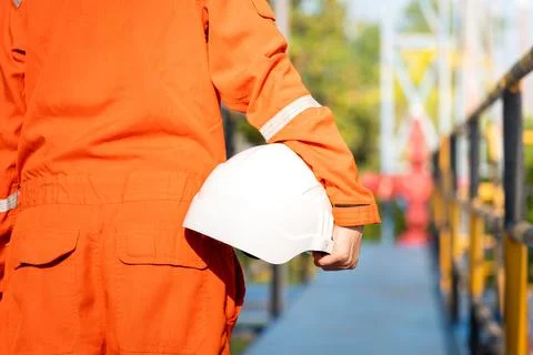 Oil field operator is ready to work - Industrail concept photo. Stock Photos