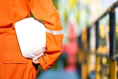 Oil field operator is ready to work - Industrail concept photo. Stock Photos