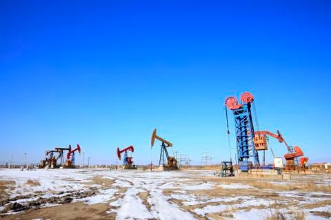 Oil field scene Stock Photos