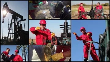 Oil Field Workers Stock Footage 85728082