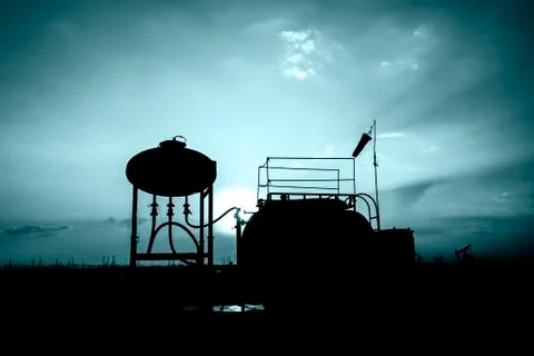 Oil fields in the evening Stock Photos