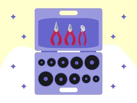 Oil Filter Plier Kit Concept Illustration Style Stock Illustration