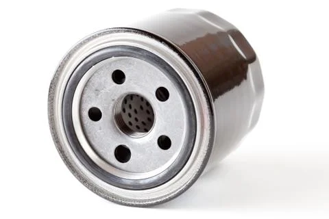 Oil filter on a white background Foto stock