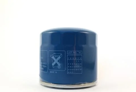 The oil filter on a white background Stock Photos