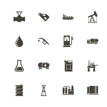 Oil - Flat Vector Icons Stock Illustration