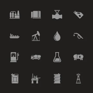 Oil - Flat Vector Icons Stock Illustration