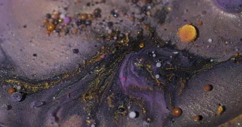 Oil flow bubble mix liquid glitter paint water art Stock Footage 318567053