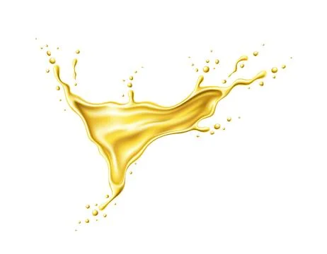 Oil flow splash with drops, 3d vector liquid burst Illustrazione stock
