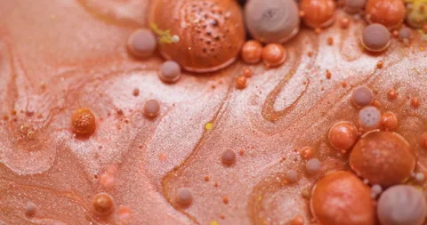 Oil fluid paint art flow bubble liquid particles Video stock 320718991