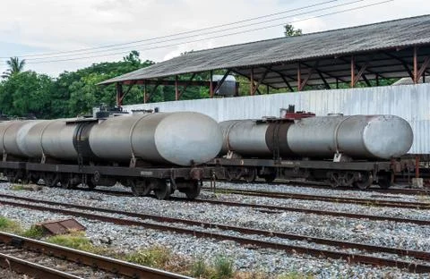 Oil freight train Stock Photos