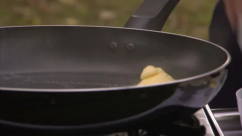 An oil on a frying pan Stock Footage 88050493