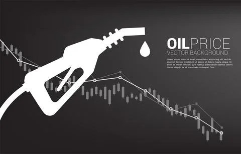 Oil Fuel icon with down graph. Concept of energy down price. Stock Illustration