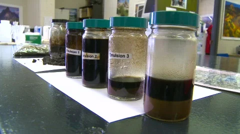 Oil & gas, oil sands emulsion samples, tracking Stock Footage
