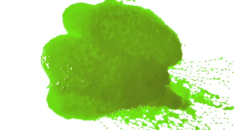 Oil. green drops falling on white screen Stock Footage