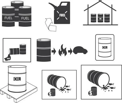 Oil Icons vector set. Barrel symbol illustration collection. Stock Illustration