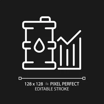 Oil industry analytics white linear icon for dark theme イラスト素材