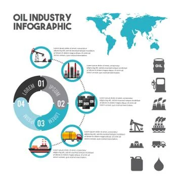 Oil industry infographic elements with charts diagram and graphs of global Stock Illustration