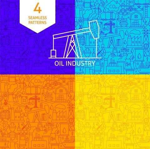 Oil Industry Line Patterns Stock Illustration