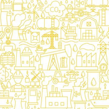 Oil Industry Line Seamless Pattern Stock Illustration