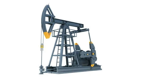 Oil Industry Pump Jack. Working Isolated on White Background. Business Concept Stock Footage 60960474