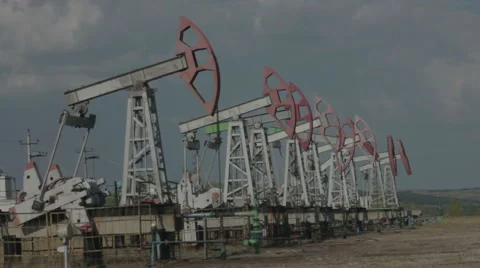 Oil Industry Pump Jacks Stock Footage 65727138