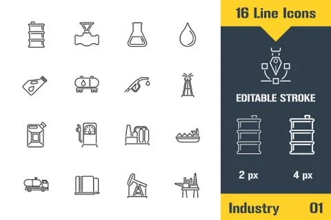 Oil Industry, Refinery, Mining. Thin line icon - Outline flat vector illustra Stock Illustration