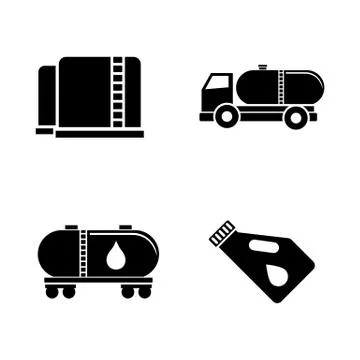 Oil Industry. Simple Related Vector Icons Stock Illustration