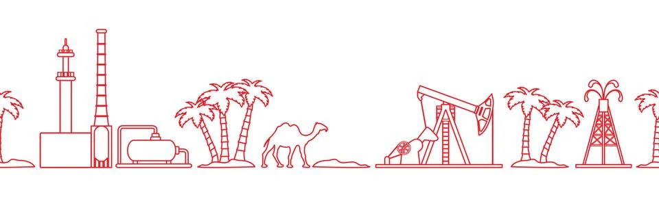 Oil industry vector seamless pattern. Illustrazione stock