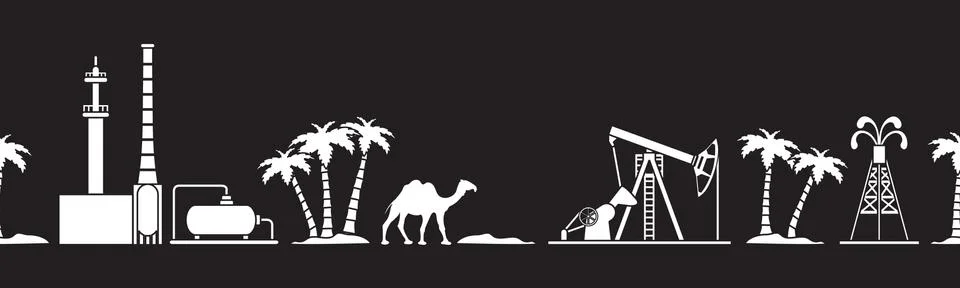 Oil industry vector seamless pattern. Stock Illustration