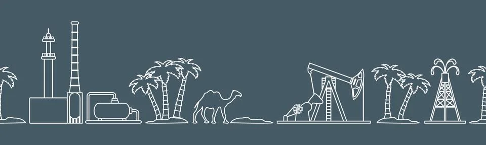 Oil industry vector seamless pattern. Stock Illustration